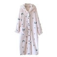 thumbnail image 1 of TEAJOPSUU Women's Fuzzy Hooded Robes Warm Soft Printed Long-sleeved Nightgown Button Down Plush Night Dress with Pocket Bathrobe Pink A, 1 of 9
