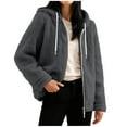 thumbnail image 1 of TEAJOPSUU Women's Fuzzy Jacket Sherpa Fleece Zip Up Hooded Coat Casual Warm Winter Oversized Fluffy Jacket Coat B-Gray, 1 of 9