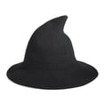 thumbnail image 1 of TEAJOPSUU Women's Halloween Witch Hat Knitted Pointed Wizard Hat for Party Vacation Holiday Black, 1 of 5