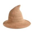 thumbnail image 1 of TEAJOPSUU Women's Halloween Witch Hat Knitted Pointed Wizard Hat for Party Vacation Holiday Khaki, 1 of 5