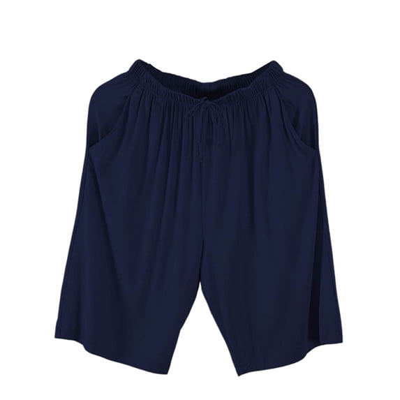 TEAJOPSUU Women's Lounge Shorts 5" Sleepwear Bottoms Soft Drawstring Elastic Waist Pajama Shorts Cotton Blend Comfy Pj-Sleep Shorts Blue