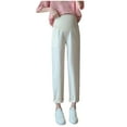 thumbnail image 1 of TEAJOPSUU Women's Maternity Pants Over The Belly Pregnancy Pants Pull-On Cropped Pants Stretchy Elastic Waist Loose Wide Leg Lounge Trousers with Pockets B-Beige, 1 of 4
