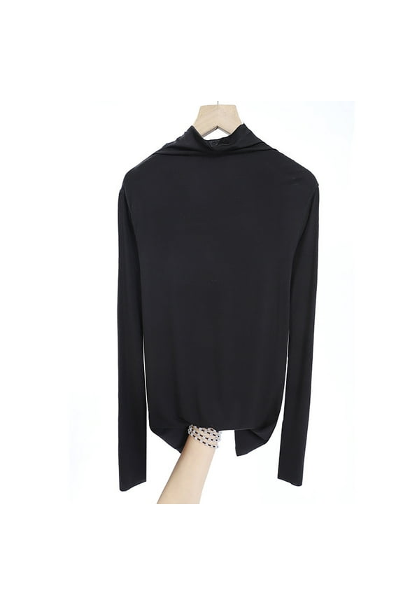 TEAJOPSUU Women's Mock Turtleneck Tops Casual Slim Fall Winter Warm Shirts Lightweight Under Layer Long Sleeve Pullover Shirts Black