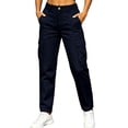 thumbnail image 1 of TEAJOPSUU Women's Outdoor Cargo Trousers Multi Pocket Button Front Relaxed Fit Casual Utility Pants for Everyday Outdoor Hiking Travel Navy, 1 of 7