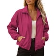 thumbnail image 1 of TEAJOPSUU Women's Outdoor Collared Jackets Long Sleeve Full Zip Up Jackets with Pockets Water Repellent Trench Jackets for Hiking Camping Running Hot Pink, 1 of 9