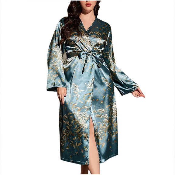 ZQUUVOU Women's Oversized Silk Robes Casual Kimono Robes Short Bathrobe Bridesmaid Wedding Party Nightgown Sleepwear Green