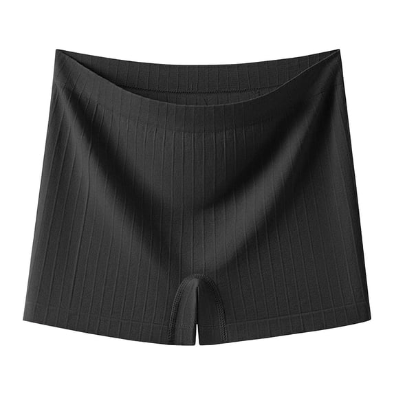 TEAJOPSUU Women's Panties Stretchy High Waisted Ribbed Boxer Briefs Full Coverage Seamless Comfy Boyshorts Underwear Black