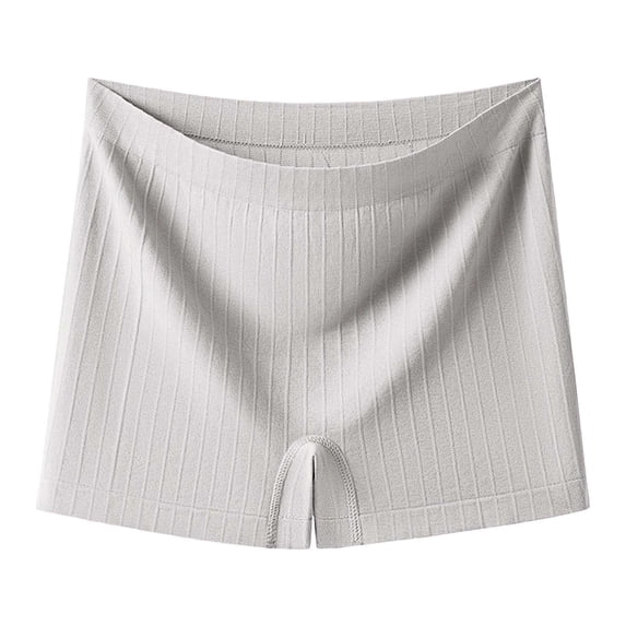 TEAJOPSUU Women's Panties Stretchy High Waisted Ribbed Boxer Briefs Full Coverage Seamless Comfy Boyshorts Underwear Gray