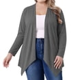 thumbnail image 1 of TEAJOPSUU Women's Plus Size Cardigans Asymmetrical Hem Long Sleeve Open Front Sweater Casual Relaxed Fit Draped Cardigan Sweater Gray, 1 of 7