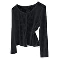 thumbnail image 1 of TEAJOPSUU Women's Plus Size Floral Cardigans Lace Breathable Button Down Sweater Long Sleeve Cropped Coverup Cardigans L-5XL Black, 1 of 9