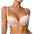 thumbnail image 1 of TEAJOPSUU Women's Push Up T-Shirt Bra Demi Cup Bra Supportive No Underwire Bras Comfy Plunge Full Coverage A-Pink, 1 of 4