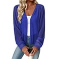 thumbnail image 1 of TEAJOPSUU Women's Sheer Chiffon Cardigans Open Front Puff Long Sleeve Crop Cardigans Comfy Breathable Lightweight Outerwear Sweaters Blue, 1 of 6