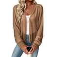 thumbnail image 1 of TEAJOPSUU Women's Sheer Chiffon Cardigans Open Front Puff Long Sleeve Crop Cardigans Comfy Breathable Lightweight Outerwear Sweaters Khaki, 1 of 2