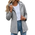 Zip Button Snap TEAJOPSUU Women's Windbreaker Coats Longline Hooded Snap Button Zip up ...