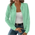 thumbnail image 1 of TEAJOPSUU Women's Zip Up Sweaters Jacket Cable Knit Chunky Cardigan Sweater Long Sleeve Jacket Outfits Crewneck Casual Coat B-Green, 1 of 9