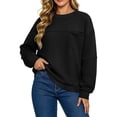 thumbnail image 1 of TEAJOPSUU Womens Crewneck Sweatshirts Chest Pocket Long Sleeve No Hood Sweatshirts Relaxed Fit Casual Fall Winer Pullover for Everyday Gym Yoga Black, 1 of 6