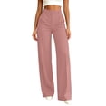 thumbnail image 1 of TEAJOPSUU Womens High Waisted Wide Leg Pants Dressy Tummy Control Elastic Waist Business Palazzo Trousers with Pockets Casual Office Slacks Pink, 1 of 5