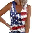 thumbnail image 1 of TEAJOPSUU Womens July 4th Tank Tops USA Printed V-Neck Sleeveless Blouses Red White Blue Loose Fitted Summer Tank G-Multicolor, 1 of 5