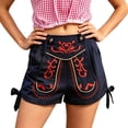 thumbnail image 1 of TEAJOPSUU Womens Oktoberfest Shorts Embroidered High Waist Side Lace Up Traditional with Pockets Shorts Navy, 1 of 6