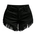 thumbnail image 1 of TEAJOPSUU Womens Retro Western Shorts High Button Waist Fringe Faux Suede Summer Shorts with Pockets Black, 1 of 5
