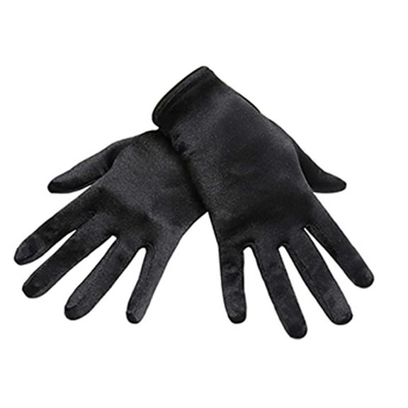 TEAJOPSUU Womens Short Satin Opera Gloves formal Dancing Gloves for Wedding Bridal Banquet Party Gloves Black