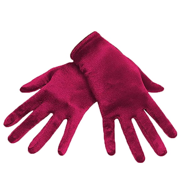 TEAJOPSUU Womens Short Satin Opera Gloves formal Dancing Gloves for Wedding Bridal Banquet Party Gloves Burgundy