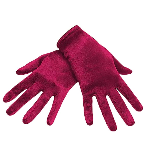 TEAJOPSUU Womens Short Satin Opera Gloves formal Dancing Gloves for Wedding Bridal Banquet Party Gloves Burgundy