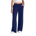 thumbnail image 1 of TEAJOPSUU Womens Side Stripe Wide Leg Sweatpants Drawstring Elastic High Waisted Sweatpants with Pockets Causal Fall Winter Workout Pants Navy, 1 of 7