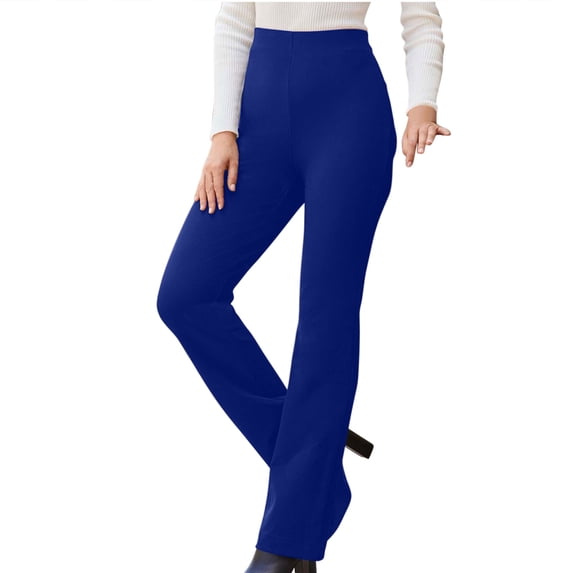 TEAJOPSUU Womens Solid Color Dress Pants High Waisted Spring Summer Business Pants Side Zipper Closure Straight Leg Office Work Daily Long Trousers Casual Wear A-Blue