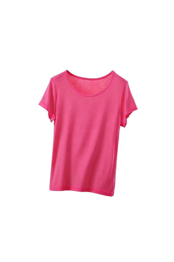 Womens Tee Modal Scoop Neck Basic Casual Short Sleeve Solid Color Soft Comfy Fitted Top