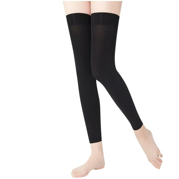 TEAJOPSUU Womens Thigh High Stockings Over Knee Opaque Leg Warmers Winter Thick Fleece Lined Elastic Socks Tights Black