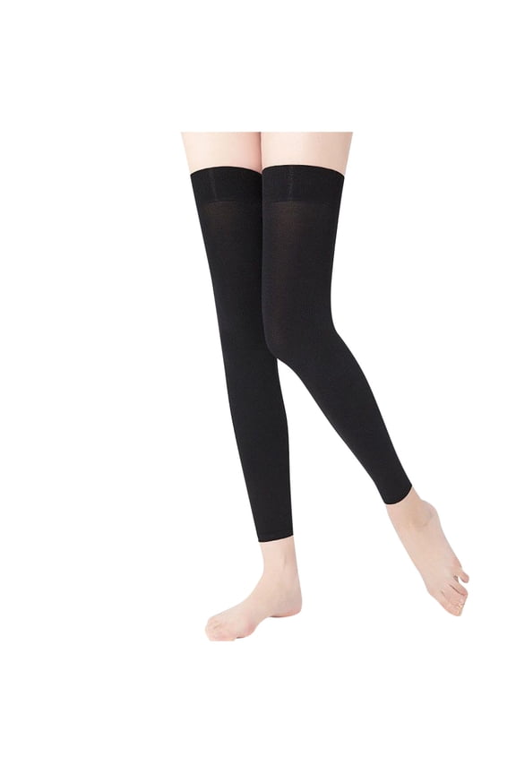 Womens Thigh High Stockings Over Knee Opaque Leg Warmers Winter Thick Fleece Lined Elastic Socks Tights Black