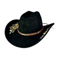 thumbnail image 1 of TEAJOPSUU Womens Western Cowboy Hats Shapeable Big Wide Brim Cowgirl Hat with Embroidery Chin Strap Classic Style Hats Black, 1 of 5