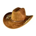 thumbnail image 1 of TEAJOPSUU Womens Western Cowboy Hats Shapeable Big Wide Brim Cowgirl Hat with Embroidery Chin Strap Classic Style Hats Brown, 1 of 5
