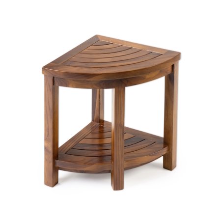 TEAK Corner Bath Spa Shower Stool Bench Shelf Storage Fully Assembled 15"