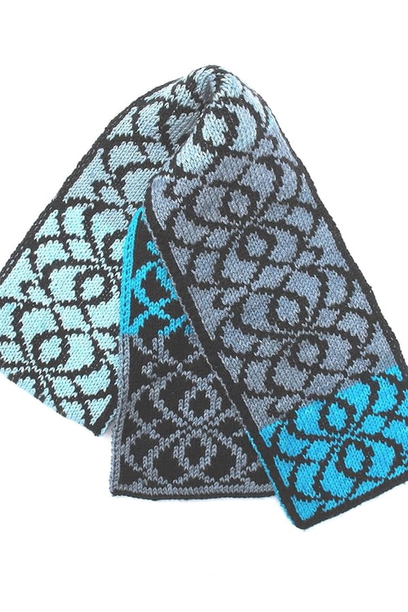 TEAL SWIRL PATTERN HANDMADE SCARF - REVERSIBLE