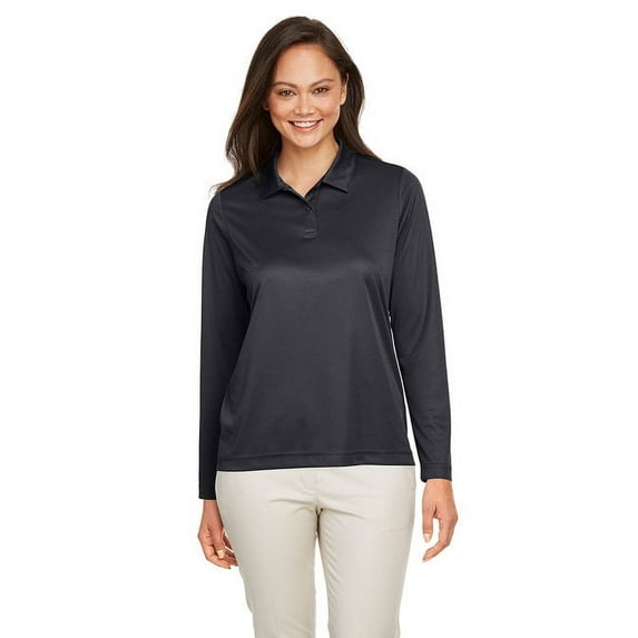 Team 365 TT51LW Women's Zone Performance Long Sleeve Polo-Black-2XL