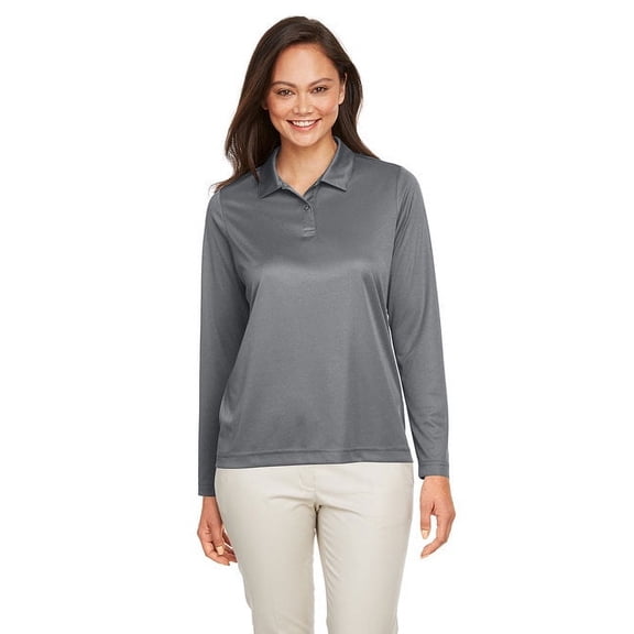 Team 365 TT51LW Women's Zone Performance Long Sleeve Polo-Sport Graphite-3XL