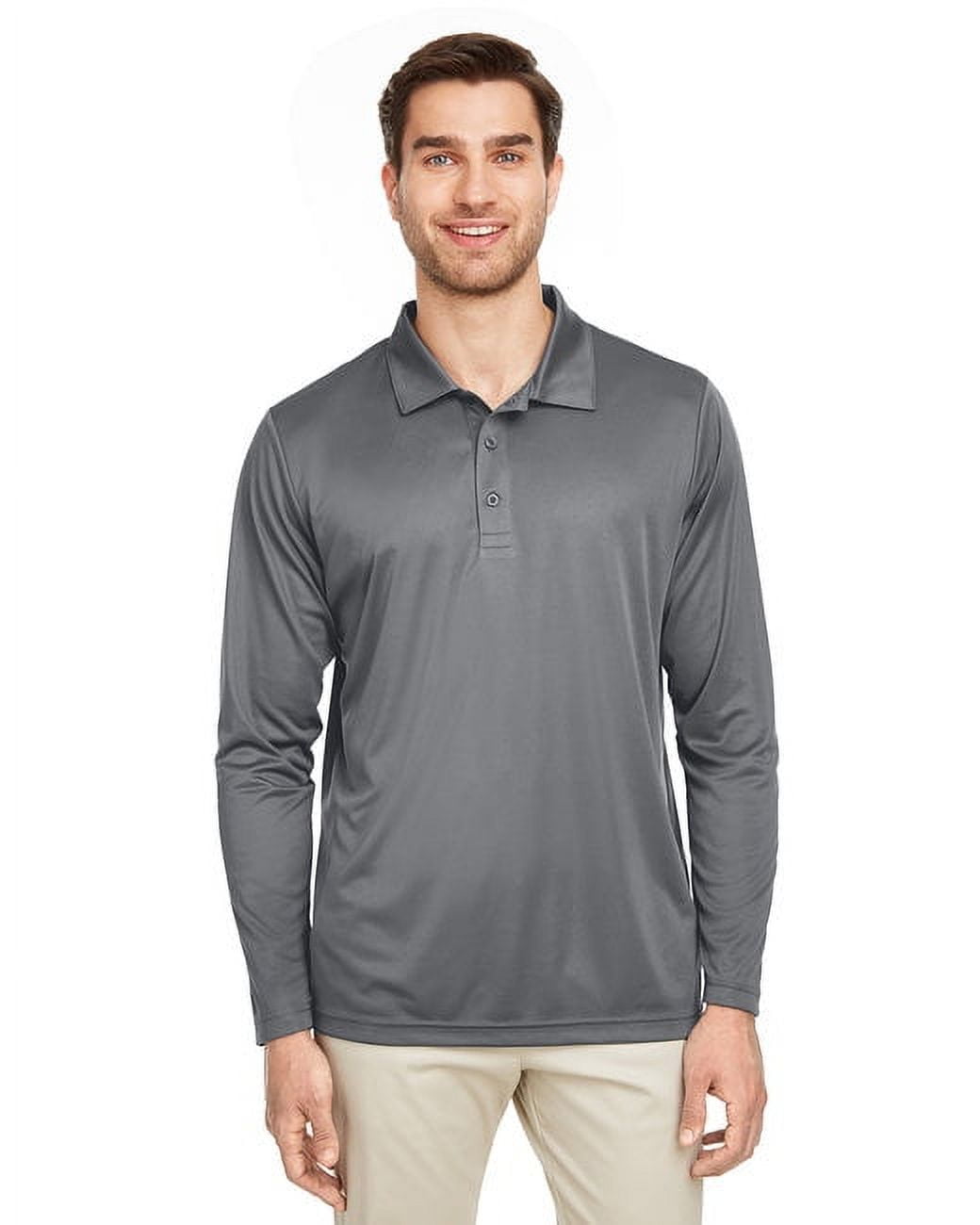 Team 365 Men's Zone Performance Long Sleeve T-Shirt - Moisture Wicking, UV Protection (Sport Light Blue, XL)
