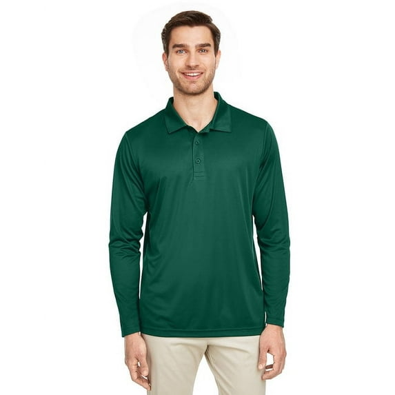 Team 365 TT51L Men's Zone Performance Long Sleeve Polo-Sport Forest-XS