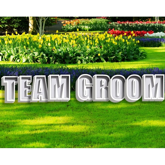 TEAM GROOM 24" White Tall Elegant Shadow Box Yard Letter Yard Signs for Wedding Party