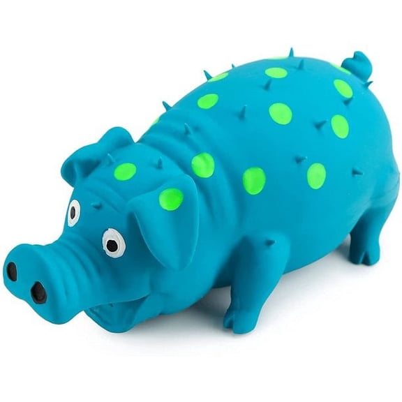 TEAMD Dog Squeeze Toy,Squeaky Pig Dog Toys, Blue Latex Grunting Pig Dog Toy Anxiety Relief for Dog Puppy Chew Toys
