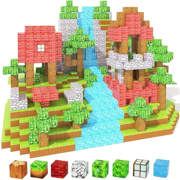 TEAMD Magnetic Blocks-157PCS Magnetic Building Blocks Magnet Cube Toys Stacking, Build Forest World Set, STEM Montessori Sensory Toys for Kids Boys Girls Age 3-4 5-10 Easter Birthday Gifts