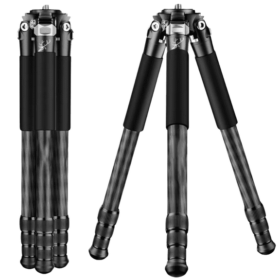 TEAMEASTIES Carbon Fiber Tripod for Hunting, Shooting & Photography Ultra Lightweight, Adjustable, Heavy-Duty, Foldable & Portable Camera Tripod Stand