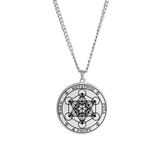 TEAMER Archangel Metatron Angel of Life Seal Solomon Men Necklace Kabbalah Amulet Stainless Steel Viking Jewelry