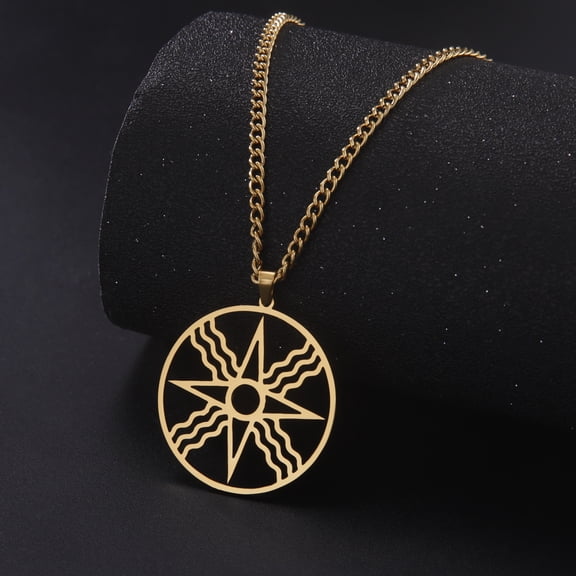 TEAMER Assyrian Star Necklace Seal of Sun God Shamash Ancient Mesopotamia Courage Glory Hollow Out Necklace Gold Silver