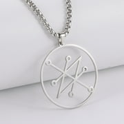 TEAMER Azazel Sigil Pendant Necklace Demonic Symbol Sign Jewelry Solomon Amulet Silver For Men