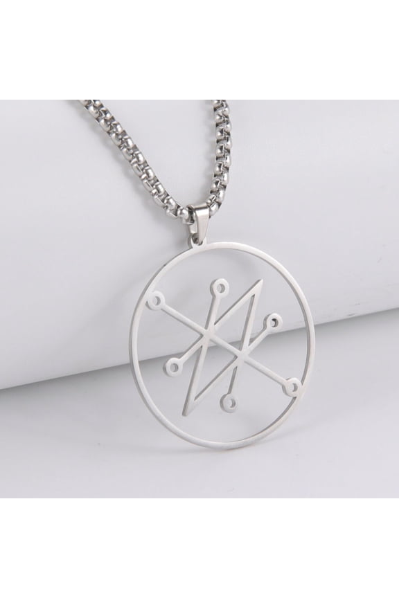 Azazel Sigil Pendant Necklace Demonic Symbol Sign Jewelry Solomon Amulet Silver For Men