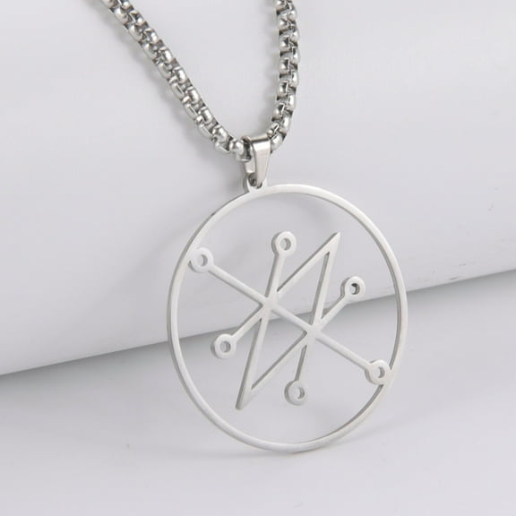 TEAMER Azazel Sigil Pendant Necklace Demonic Symbol Sign Jewelry Solomon Amulet Silver For Men