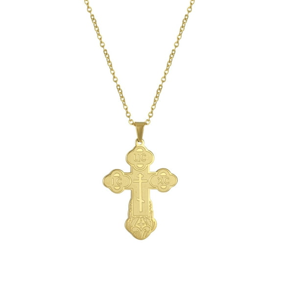 TEAMER Cross Necklace Russian Orthodox Crucifix Eastern Church Necklace Religious Christian Prayer Jewelry for Men Women